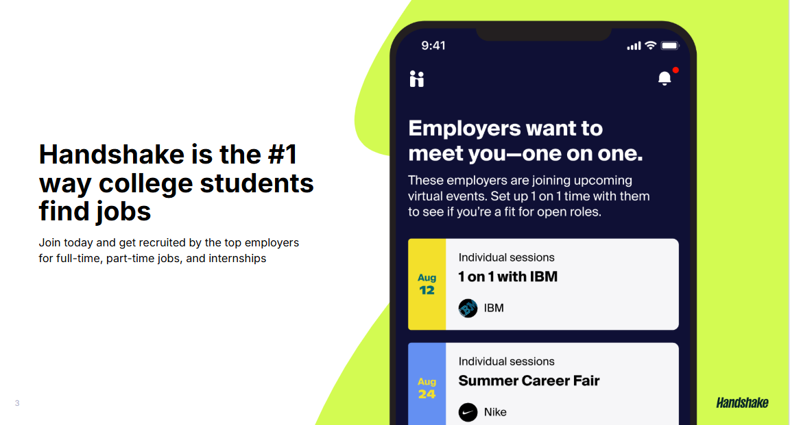 Handshake is the #1 way college students find jobs. Join today and get recruited by the top employers for full-time, part-time jobs, and internships
