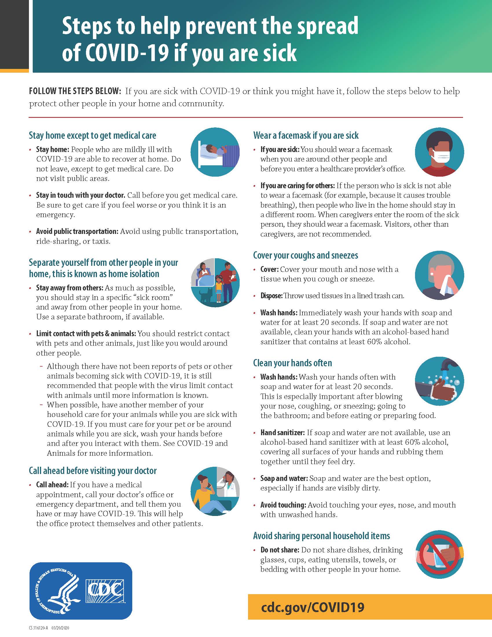 Steps to help prevent the spread of COVID-19 if you are sick